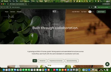 Sección "Construido en colaboración" del sitio web de la constructora