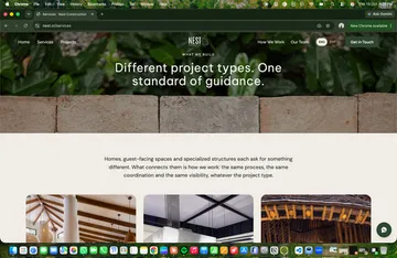 Sección de servicios del sitio web de la constructora